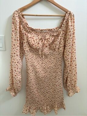Pink blush Peach Floral Smocked Mini Dress